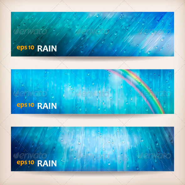 Blue Rain Banners Abstract Water Background Design - Abstract Conceptual