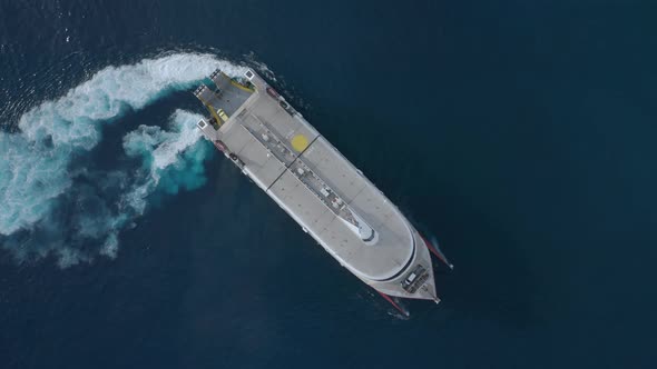 Ferry Ship Turning Rotating Aerial alt