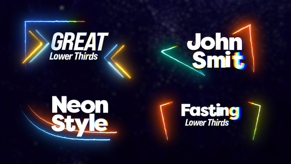 Neon Lower Thirds - Titles Elements template preview