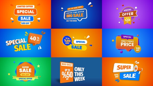 3D Sale Banners Titles template preview