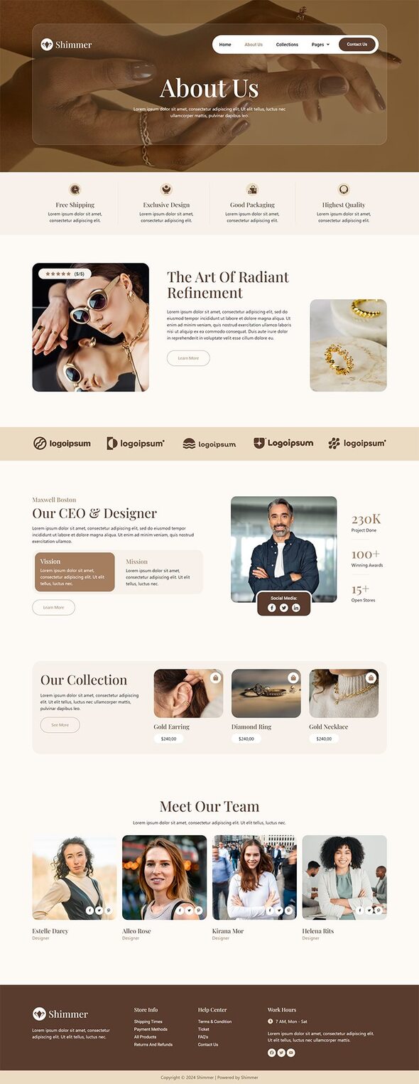 Shimmer - Modern Jewelry Store Elementor Template Kit