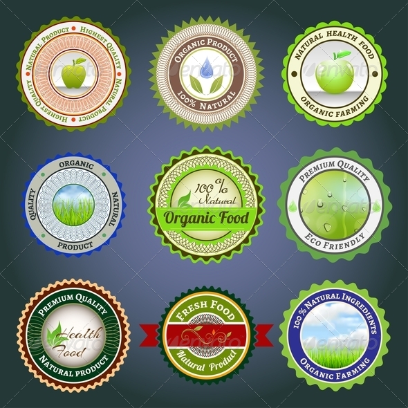 Organic Labels, Badges and Stickers - Health/Medicine Conceptual