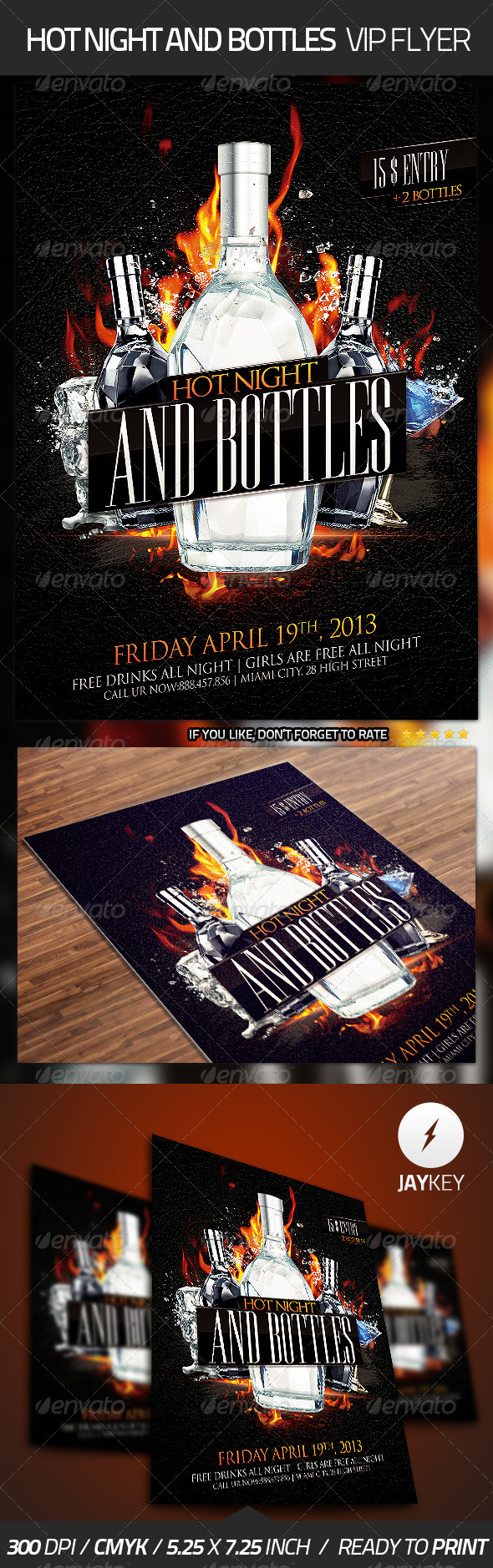 Hot Night Bottles Flyer - Clubs & Parties Events