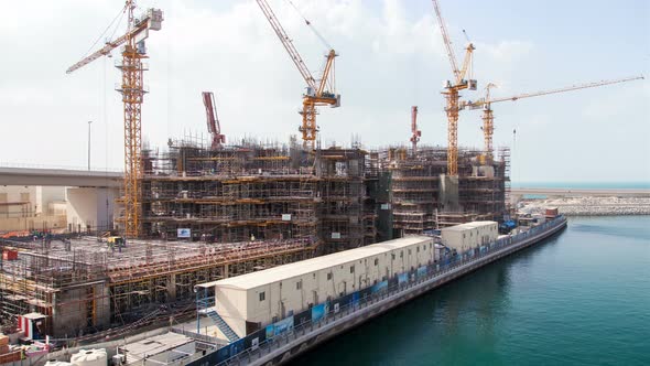 Skyscraper Construction in Arabian Gulf, Dubai Timelapse alt