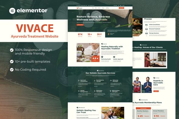 Vivace - Ayurveda Treatment Elementor Template Kit