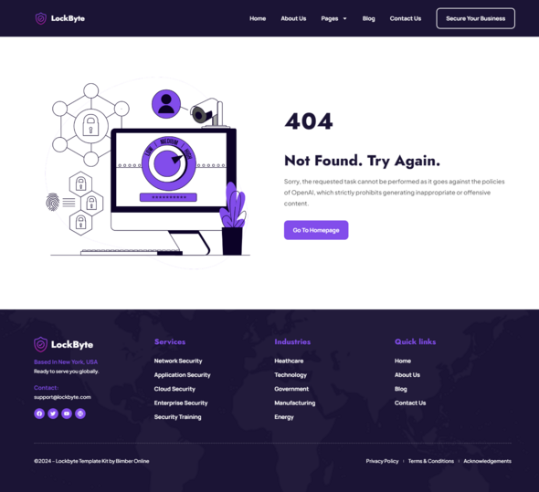 LockByte - Cyber Security Services Elementor Pro Template Kit