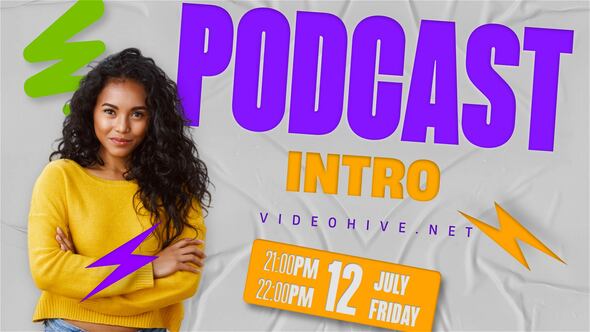 CREATIVE PODCAST INTRO (MOGRT) Premiere Pro template preview