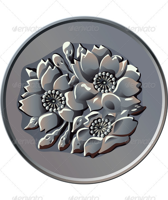 Vector Japanese money one hundred Yen coin 