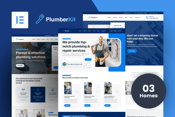 PlumberKit - Plumbing Services Elementor Pro Template Kit