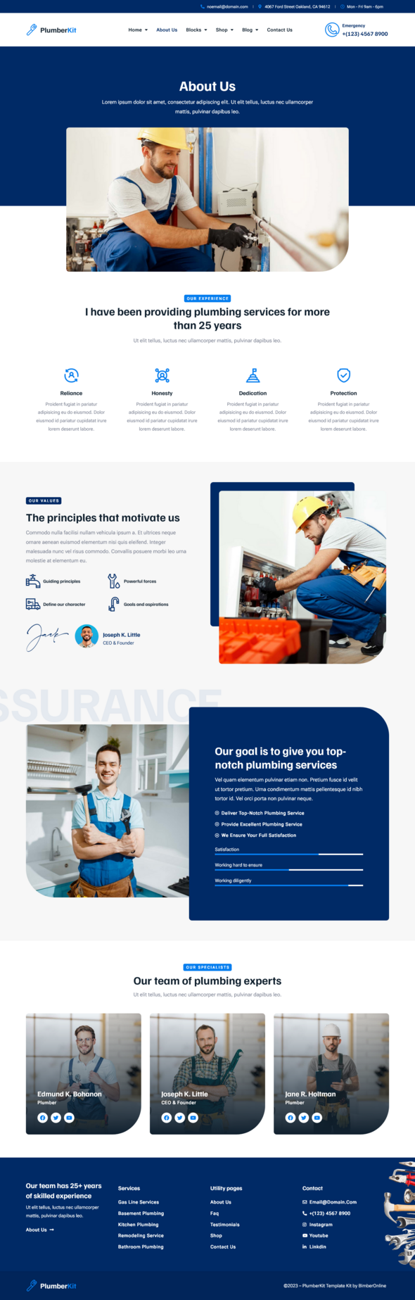 PlumberKit - Plumbing Services Elementor Pro Template Kit