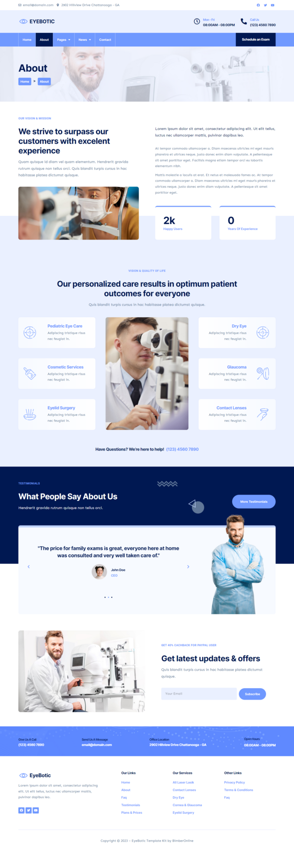 EyeBotic - Optometrist Elementor Pro Template Kit