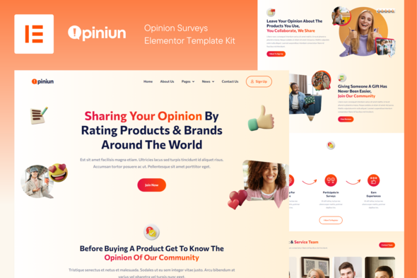 Opiniun - Opinion Surveys Elementor Pro Template Kit