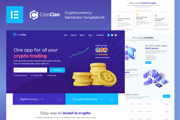 CoinClan - Cryptocurrency Elementor Pro Template Kit