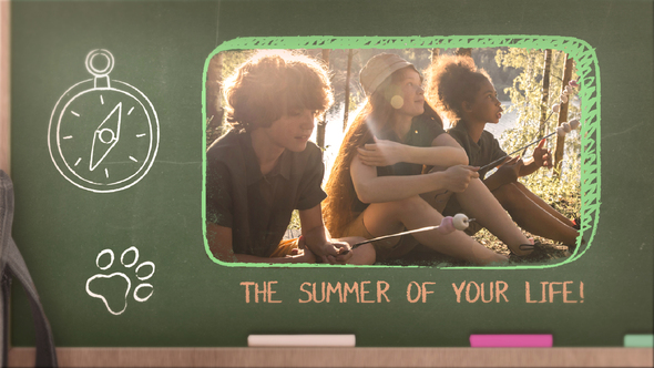 Kids And Teens Adventure And Hike Summer Camp Chalkboard Opener Openers template preview