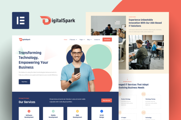 DigitalSpark - IT Services Elementor Pro Template Kit