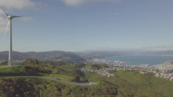 Wind turbine above Wellington