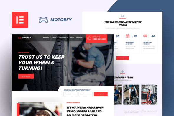 Motorfy - Car Service & Maintenance Elementor Pro Template Kit