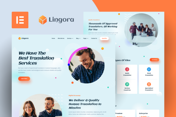 Lingora - Online Translation Services Elementor Pro Template Kit