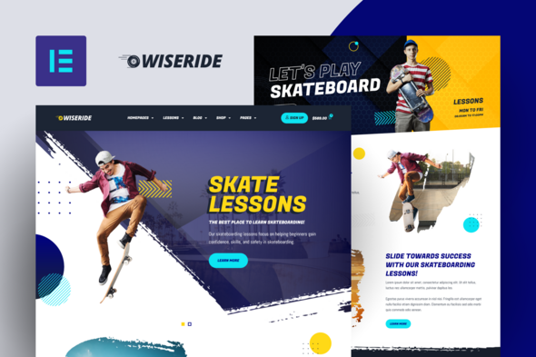 WiseRide - Skateboarding Lessons Elementor Pro Template Kit