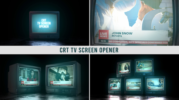 CRT TV Screen Opener Premiere Pro template preview