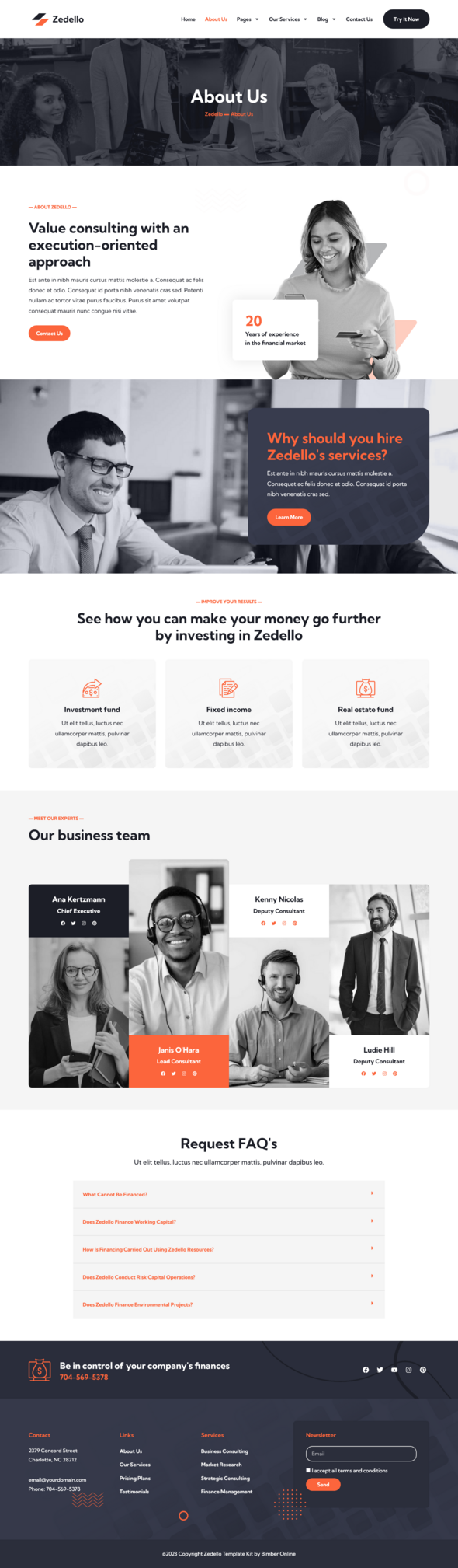 Zedello - Consultant & Finance Business Elementor Pro Template Kit
