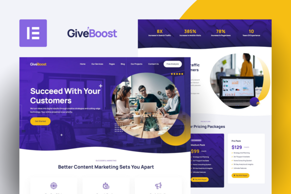 GiveBoost - Digital Marketing Agency Elementor Pro Template Kit