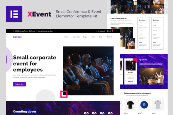 XEvent - Small Conference & Event Elementor Pro Template Kit