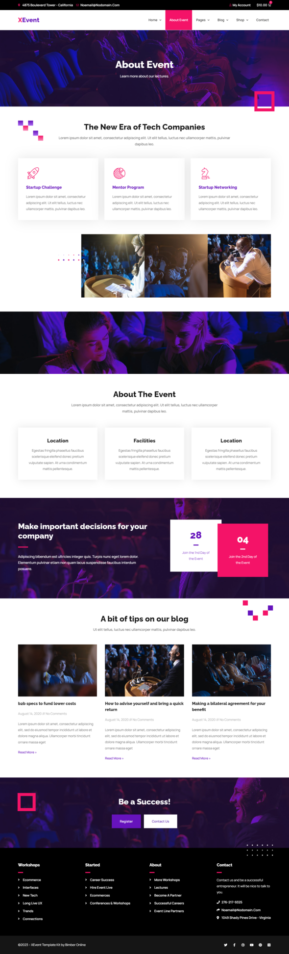 XEvent - Small Conference & Event Elementor Pro Template Kit