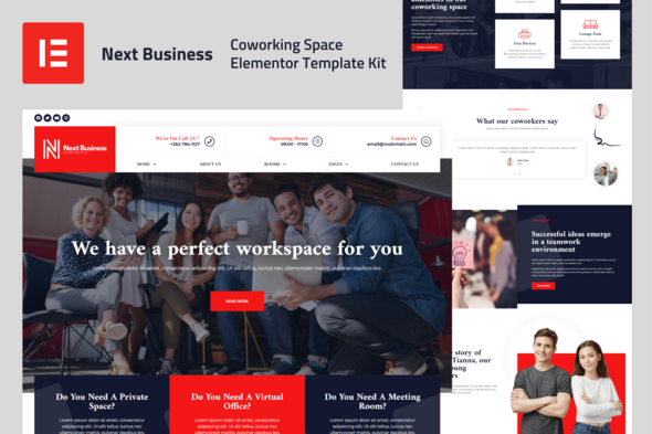 Next Business - Coworking Space Elementor Pro Template Kit