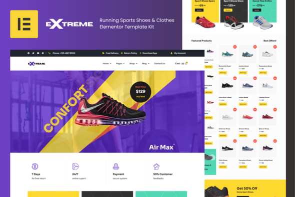 Extreme - Sports Footwear Store Elementor Pro Template Kit