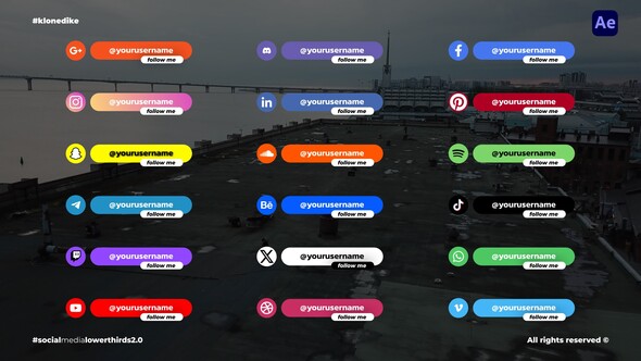 Social Media Lower Thirds 2.0  AE Elements template preview