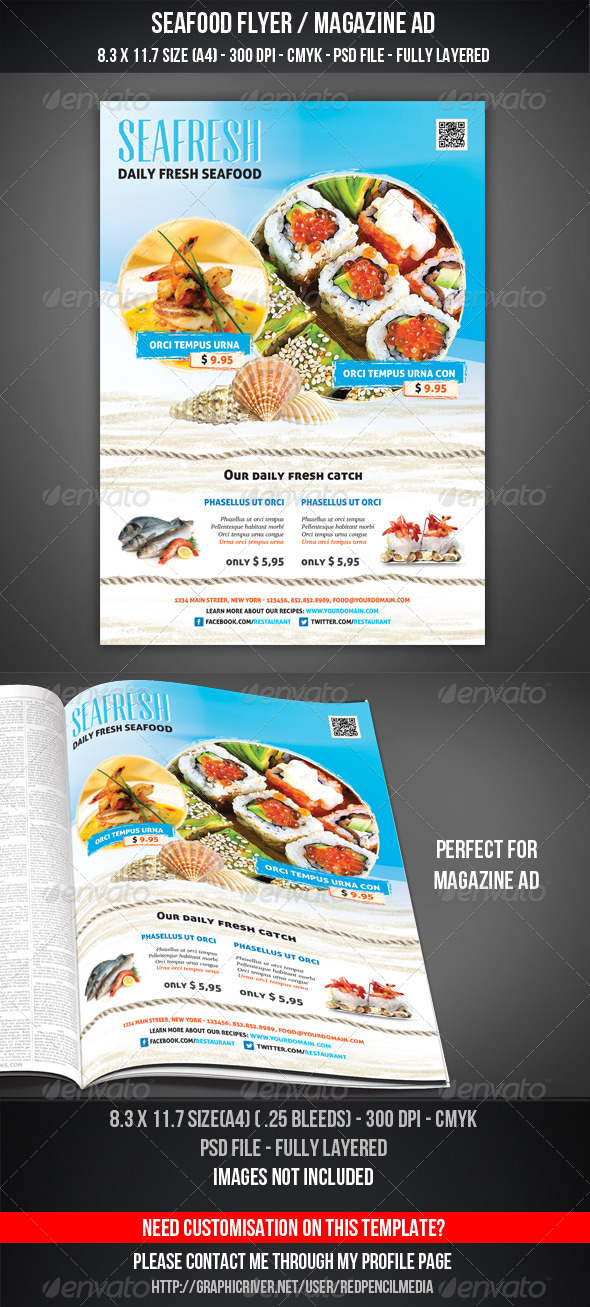 Seafood Flyer / Magazine AD - Restaurant Flyers