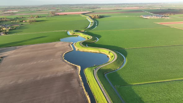 Westfriese Dijk 2 - Dike North-Holland spring season - Stabilized droneview in 4k alt