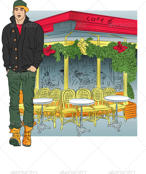 Vector Stylish Guy in Paris - People Characters