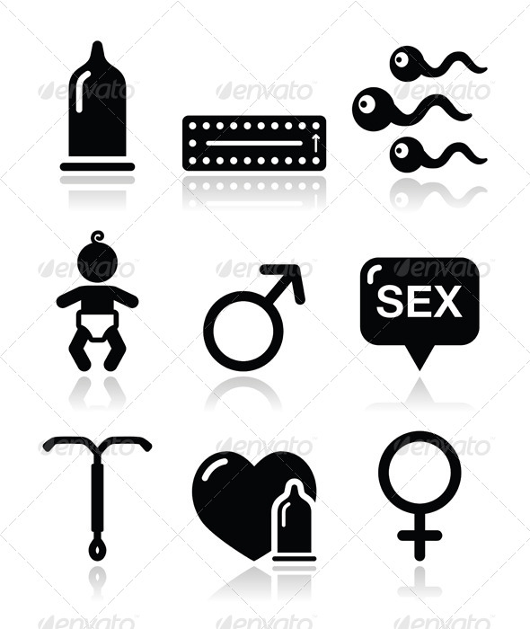 Contraception Methods Icons - Health/Medicine Conceptual