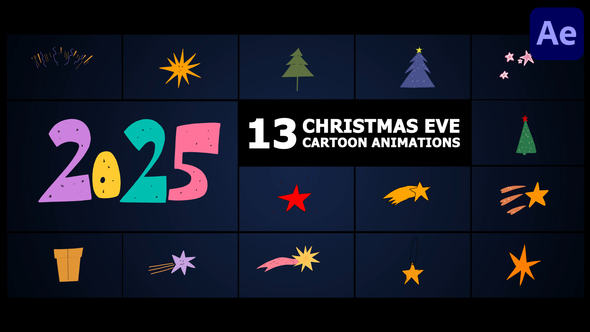 Christmas Eve Cartoon Animations | After Effects Elements template preview