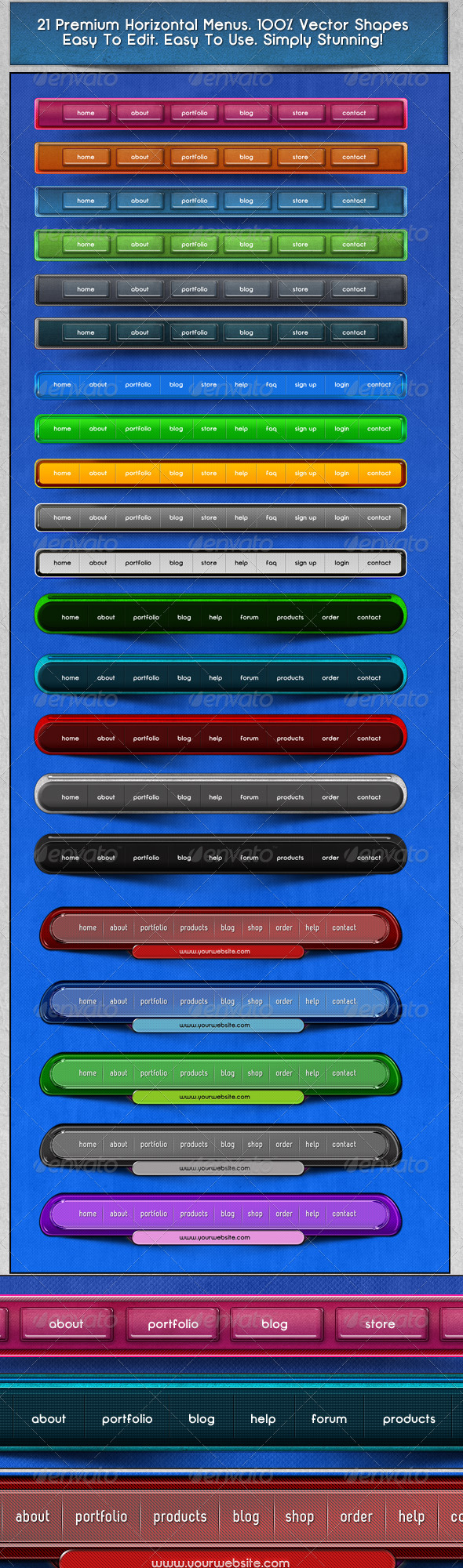 21 Professional Horizontal Web Menus - Navigation Bars Web Elements