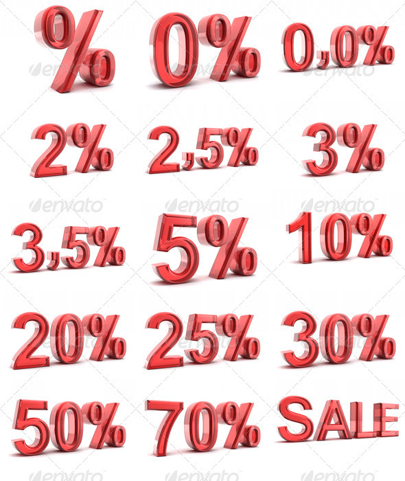 Set of percent (15 files) - Objects 3D Renders