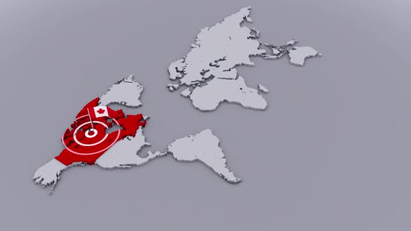Canada Flag On Extruded World Map alt