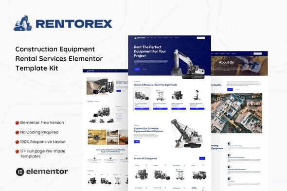 Rentorex - Construction Equipment Rental Elementor Template Kit