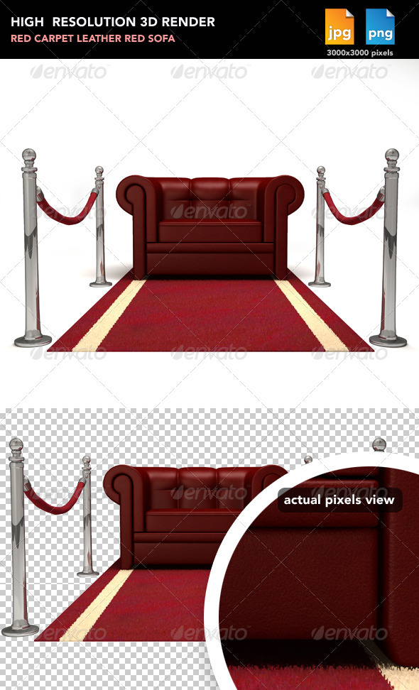 Red Sofa on Red Carpet - Objects 3D Renders