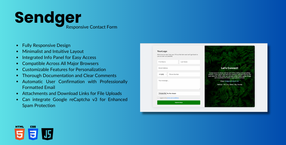 Sendger | Responsive & Advanced Contact Form with File Uploader