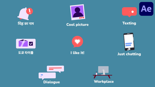 Social Media Communication Icons And Titles for After Effects Titles template preview