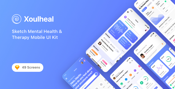 Xoulheal - Sketch Mental Health & Therapy Mobile UI Kit