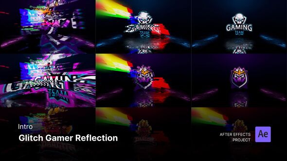 Intro/Opening - Glitch Gamer Reflection Logo Reveal After Effects Project Files Logo Stings template preview