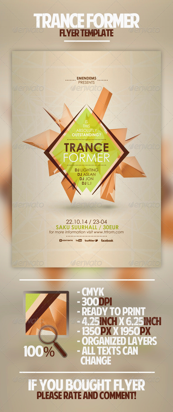Trance Former Flyer Template - Clubs & Parties Events