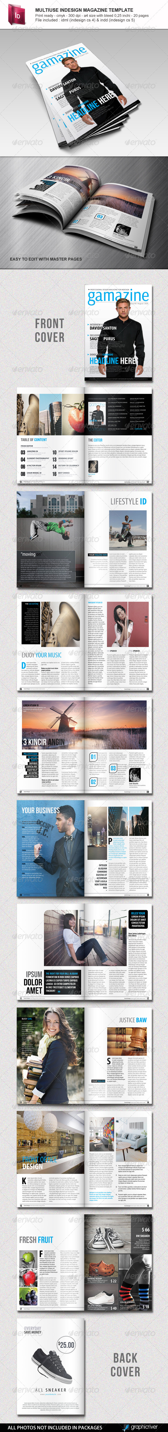 Multiuse Indesign Magazine Template - Magazines Print Templates