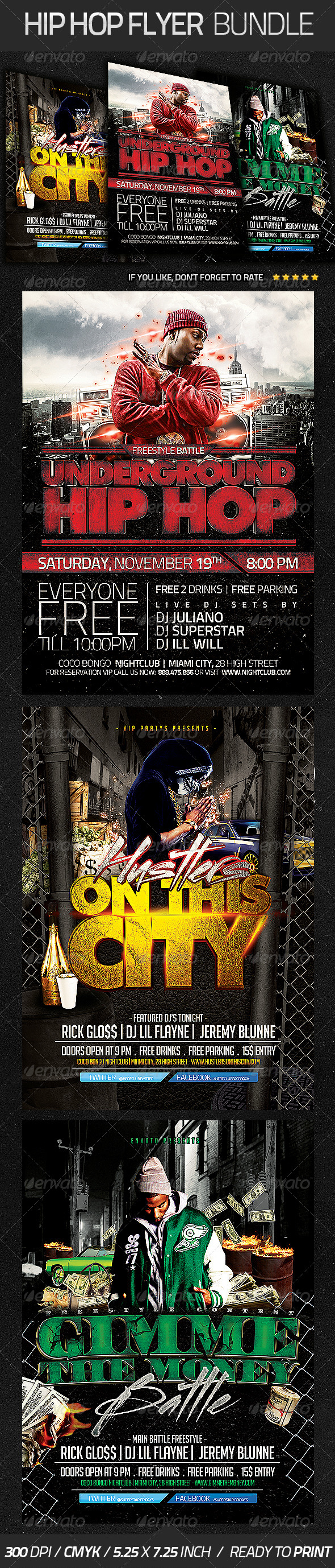 Hip Hop Flyer Bundle - Clubs & Parties Events