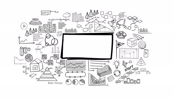 Background From Hand-drawn Infographic And Frame For Text In The Center