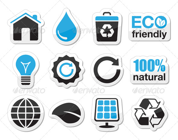 Ecology, Green, Recycling Vector Icons Set - Decorative Symbols Decorative
